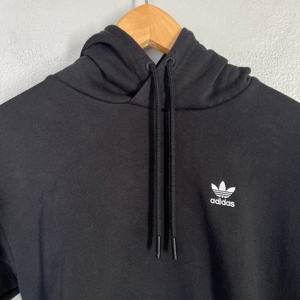 Adidas Women's Cropped Hoodie Black Trefoil Sweatshirt Pullover Workout Size XS - Picture 6 of 15